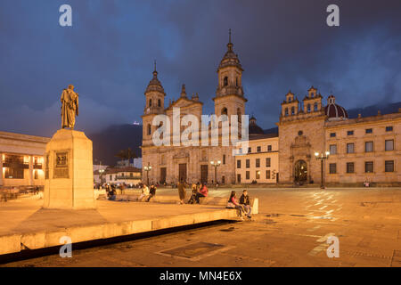 Plaza de Bolivar al crepuscolo, Bogotà, Colombia, Sud America Foto Stock