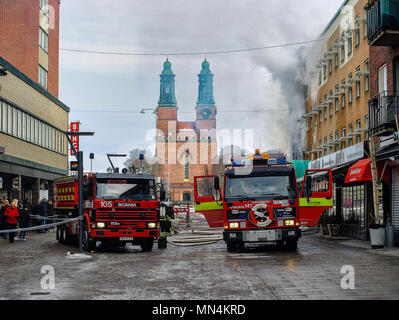 Hotel Statt a Eskilstuna sul fuoco Foto Stock