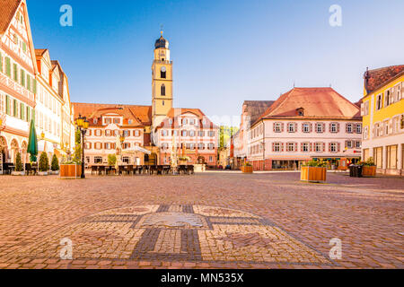 Splendida vista panoramica della città vecchia di Bad Mergentheim - parte della strada romantica, Baviera, Germania Foto Stock