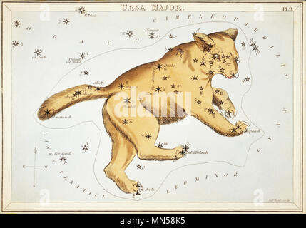 Orsa Maggiore. Numero di carta di credito 9 da specchio di Urania, o una vista del cielo, uno di una serie di 32 stelle astronomico schede grafico incisi da Sidney Hall e publshed 1824. Foto Stock