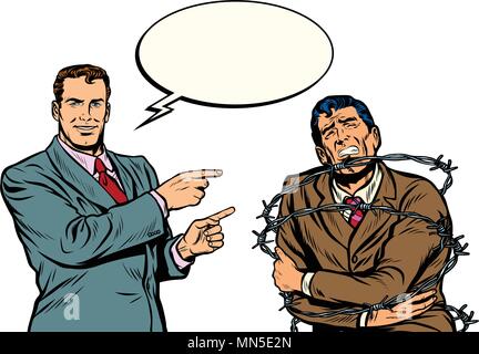 La discriminazione e i prigionieri politici. La Pop art retrò illustrazione vettoriale comic cartoon kitsch disegno vintage Illustrazione Vettoriale