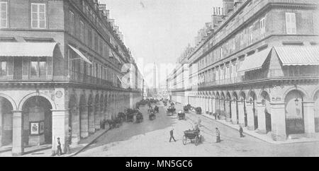 Parigi. Parigi. Rue de Castiglione et colonne Vendôme 1900 antica stampa Foto Stock