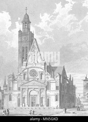 LOIRE. Eglise de Saint-etienne- du- Mont 1831 antica immagine di stampa Foto Stock