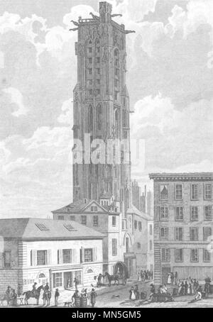 Parigi. Tour de San Jacques. la Boucherie 1831 antica immagine di stampa Foto Stock