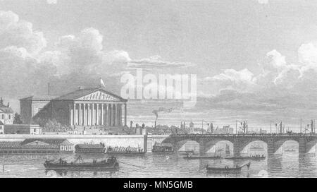 Parigi. Chambre des deputes et Pont Louis XVI 1831 antica immagine di stampa Foto Stock