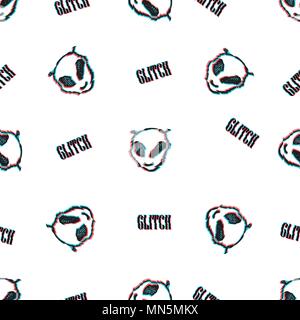 Vettore di Seamless pattern con TV effetto glitches. Alien texture. Illustrazione Vettoriale