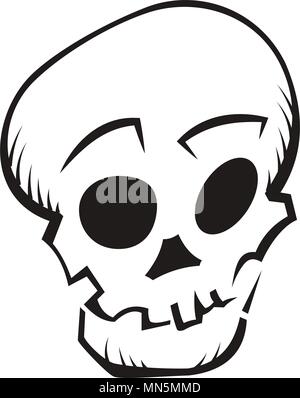 Cranio abbozzo del carattere. Disegnato a mano elemento di design. Illustrazione Vettoriale