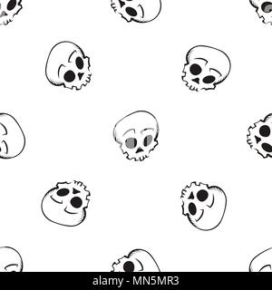 Carino seamless pattern con teschi. Vettore di Creative texture. Illustrazione Vettoriale