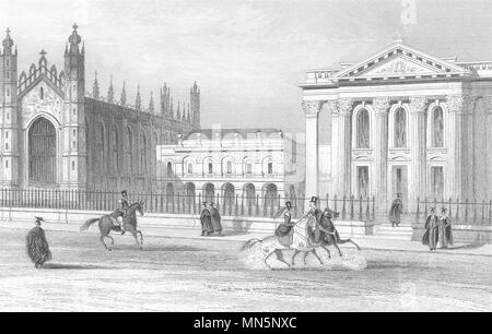 CAMBRIDGE.King's College Chapel.Biblioteca universitaria & Senate House.DUGDALE c1840 Foto Stock