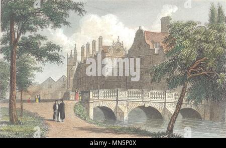 CAMBRIDGE. Cambs. St. John's College. Colorati a mano. (Finden/Westall) 1830 Foto Stock