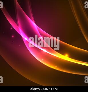 Linee di energia, incandescente onde nel buio, vettore sfondo astratto. Linee di energia, incandescente onde nel buio, vettore sfondo astratto. Business del vettore o la tecnologia di presentazione del modello di progettazione, brochure o volantini pattern, o geometrico banner web Illustrazione Vettoriale