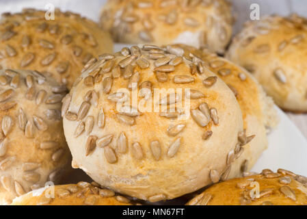 Gruppo di panini fatti in casa con i semi di girasole Foto Stock