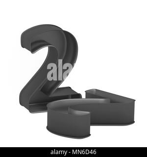 Metallo anodizzato cottura antiaderente o PTFE tortiera impostato come cifra matematica 2 su sfondo bianco, rendering 3D immagine font Foto Stock