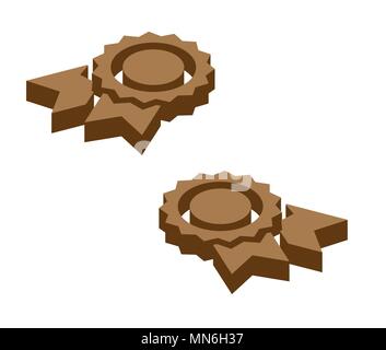 Segno certificato medaglia con nastro icona stile isometrico. Vettore Illustrazione Vettoriale