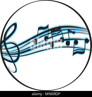 Set di note musicali su un pentacolo. Illustrazione Vettoriale design Illustrazione Vettoriale