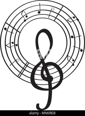 Set di note musicali su un pentacolo. Illustrazione Vettoriale design Illustrazione Vettoriale