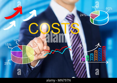 1 Business Man dito toccando ScreenTechnology digitale illustrazione pittura Foto Stock