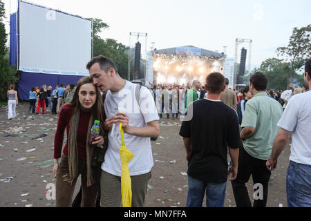 Alba nello stadio principale arena,uscita Music Festival 2005 in Petrovaradin Fortress, Novi Sad Serbia. Foto Stock