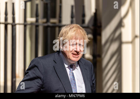 Londra 15 maggio 2018 Boris Johnson, Ministro degli Esteri, arriva a Downing Street, Credito Ian Davidson/Alamy Live News Foto Stock