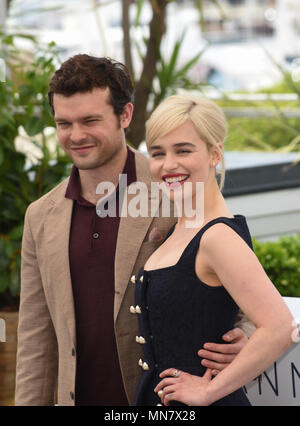 Cannes, Francia. 15 Maggio, 2018. 15 maggio 2018 - Cannes, Francia: Alden Ehrenreich, Emilia Clarke assiste il 'Solo: una Star Wars Storia' photocall durante la settantunesima Cannes film festival. Credito: Fotografia Idealink/Alamy Live News Foto Stock