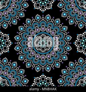 Il punto vettore di pittura seamless pattern con i mandala, Australian design etnico, Aborigeni pattern a punti stile etnico Illustrazione Vettoriale