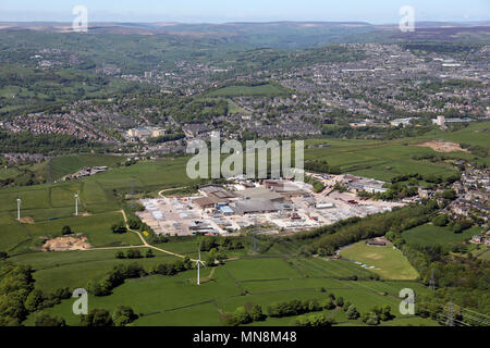 Vista aerea di Marshalls Mono Ltd (Marshalls plc) Southowram vicino a Halifax, West Yorkshire, Regno Unito Foto Stock