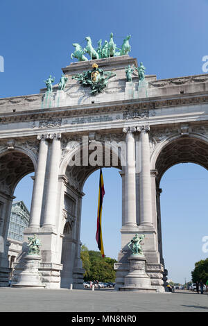 Il Belgio, Bruxelles, Arco Trionfale al Parc du Cinquantenaire. Foto Stock