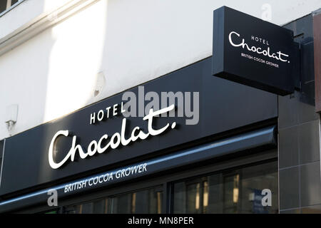 Un ramo di Hotel Chocolat in Regno Unito / Hotel Chocolat segno, Hotel Chocolat logo, Hotel Chocolat high street. Foto Stock