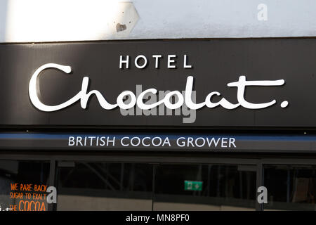 Un ramo di Hotel Chocolat in Regno Unito / Hotel Chocolat segno, Hotel Chocolat logo, Hotel Chocolat high street. Foto Stock