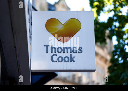 Un ramo di agente di viaggi Thomas Cook nel Regno Unito / Thomas Cook logo, Thomas Cook segno, Thomas Cook high street. Foto Stock