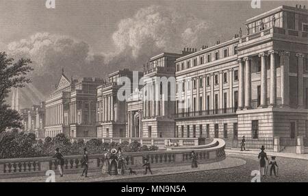 Cumberland Terrazza Regent's Park. Londra. Pastore 1828 antica stampa Foto Stock