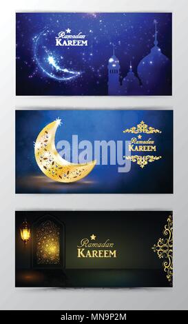 Il Ramadan Kareem greeting card banner impostato Illustrazione Vettoriale