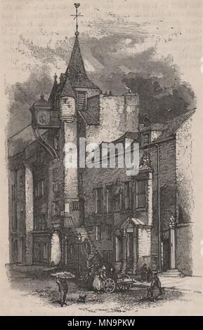 Canongate tolbooth, Edimburgo (A.D. 1591). Scozia 1886 antica stampa Foto Stock