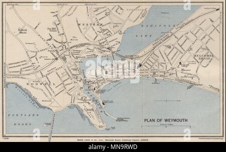 WEYMOUTH vintage town/city plan. Il Dorset. WARD LOCK 1947 old vintage map chart Foto Stock