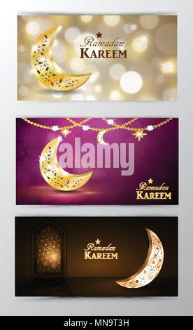 Il Ramadan Kareem greeting card banner impostato Illustrazione Vettoriale