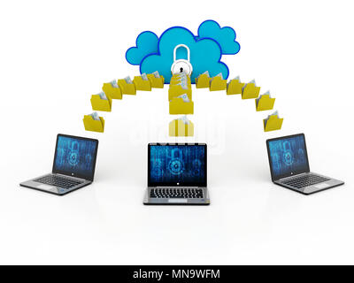 3D rendering il cloud computing concetto, cloud un concetto di rete Foto Stock
