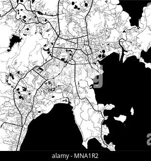 Phuket, Thailandia, Monocromatico Mappa Artprint, vettore versione Outline, pronto per il cambiamento di colore, separate su bianco Illustrazione Vettoriale