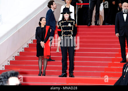 Michael Jackson Impersonator frequentando il 'Solo: una Star Wars Storia' premiere durante la settantunesima Cannes Film Festival presso il Palais des Festivals il 15 maggio 2018 a Cannes, Francia Foto Stock
