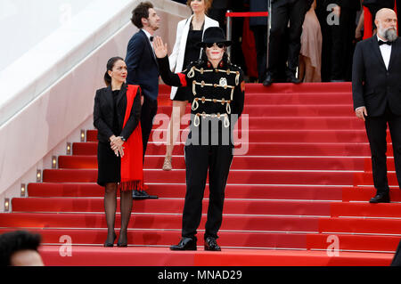 Michael Jackson Impersonator frequentando il 'Solo: una Star Wars Storia' premiere durante la settantunesima Cannes Film Festival presso il Palais des Festivals il 15 maggio 2018 a Cannes, Francia Foto Stock