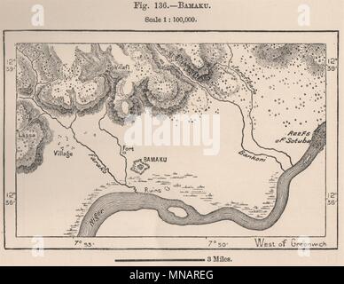 A Bamako. Mali. Il bacino del Niger 1885 antica vintage map piano grafico Foto Stock
