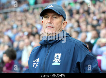 Middlesbrough manager Tony Pulis durante il cielo Bet Playoff campionato corrispondono a Villa Park, Birmingham. Foto Stock