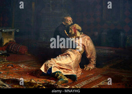 Ivan il Terribile di uccidere il suo figlio di Ilya Repin, Ivan IV Vasilyevich (1584) Foto Stock