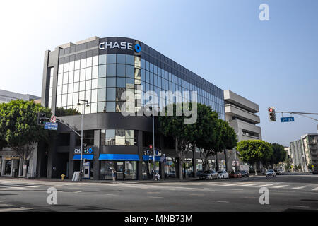 Chase Bank building in Downtown Los Angeles sulla prima strada Foto Stock