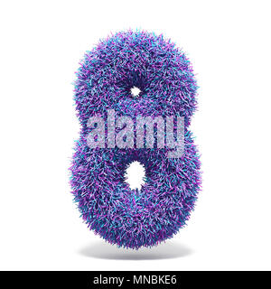 Viola con fodera in pelliccia sintetica numero 8 otto 3D render illustrazione isolati su sfondo bianco Foto Stock