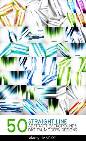 Mega raccolta la tecnologia digitale di movimento di velocità sfondi astratti - linee rette design pattern. Mega raccolta la tecnologia digitale di movimento di velocità sfondi astratti - linee rette design pattern. Progetti per il web banner, business design di copertura, la pubblicità e la presentazione del messaggio promozionale. Illustrazione Vettoriale Illustrazione Vettoriale