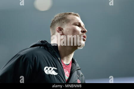 L'Inghilterra del Dylan Hartley (Hooker) si riscalda durante la QBE confronto internazionale tra Inghilterra e Samoa a Twickenham Stadium. Londra, Inghilterra. 22 Novembre 2014 Foto Stock