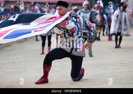 Contrada dell'istrice, corteo storico, il palio di Siena Siena, Toscana, Italia, Europa Foto Stock