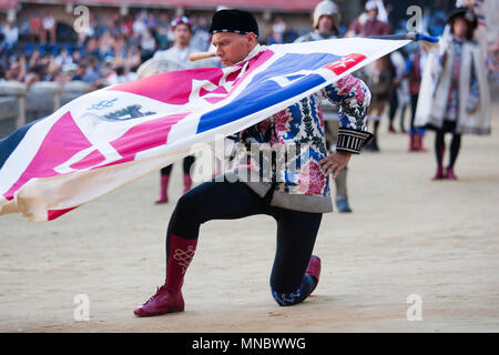 Contrada dell'istrice, corteo storico, il palio di Siena Siena, Toscana, Italia, Europa Foto Stock