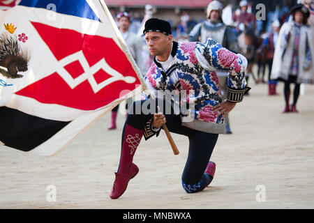 Contrada dell'istrice, corteo storico, il palio di Siena Siena, Toscana, Italia, Europa Foto Stock