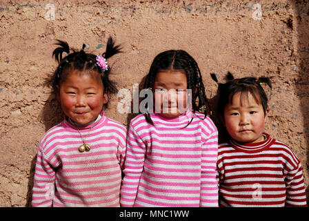 Il Tibetano bambina in festival Thangka Foto Stock